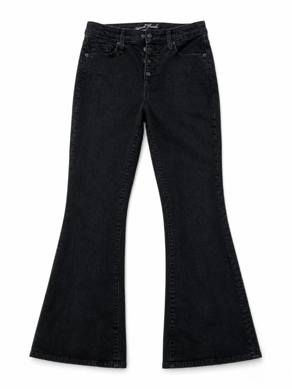 Universal Thread Black Flare Jeans Size 6/28 High Rise Button Fly